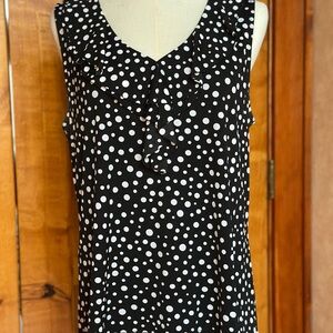 Chico's Black and White Polka Dot Ruffle V-Neck Camisole